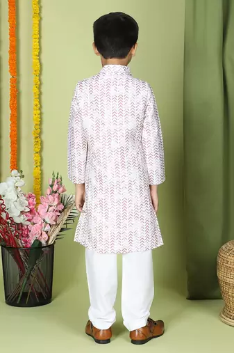 Tabard Cotton Full Sleeve Regular Fit Printed Kurta For Boys