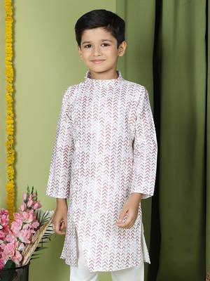 Tabard Cotton Full Sleeve Regular Fit Printed Kurta For Boys 1