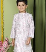 Tabard Cotton Full Sleeve Regular Fit Printed Kurta For Boys