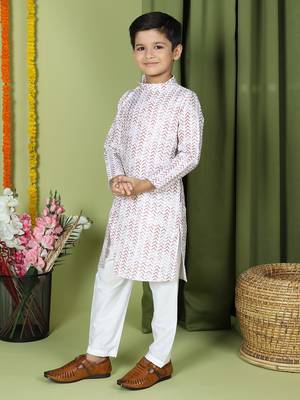 Tabard Cotton Full Sleeve Regular Fit Printed Kurta For Boys 3