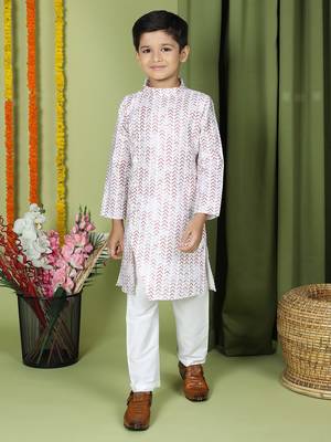 Tabard Cotton Full Sleeve Regular Fit Printed Kurta For Boys 4