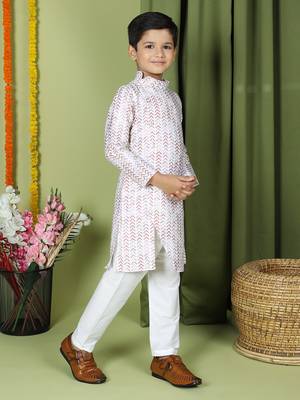 Tabard Cotton Full Sleeve Regular Fit Printed Kurta For Boys 5
