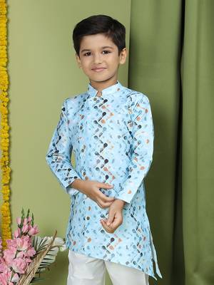 Tabard Cotton Full Sleeve Regular Fit Printed Kurta For Boys 1
