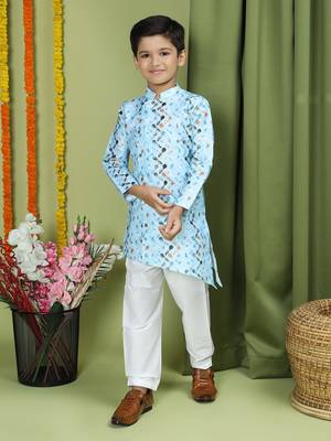 Tabard Cotton Full Sleeve Regular Fit Printed Kurta For Boys 4