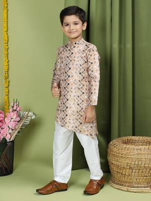 Tabard Cotton Full Sleeve Regular Fit Printed Kurta For Boys 4