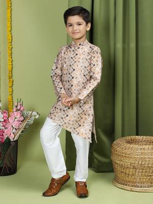 Tabard Cotton Full Sleeve Regular Fit Printed Kurta For Boys 5