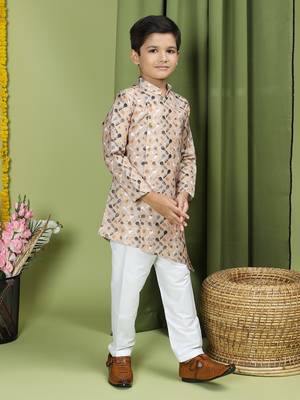 Tabard Cotton Full Sleeve Regular Fit Printed Kurta For Boys 1