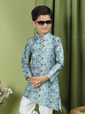 Tabard Cotton Full Sleeve Regular Fit Printed Kurta For Boys 1