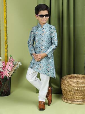 Tabard Cotton Full Sleeve Regular Fit Printed Kurta For Boys 2