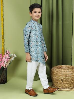 Tabard Cotton Full Sleeve Regular Fit Printed Kurta For Boys 3