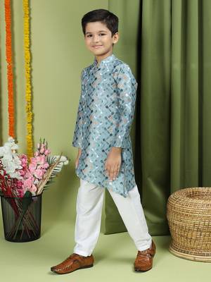 Tabard Cotton Full Sleeve Regular Fit Printed Kurta For Boys 4