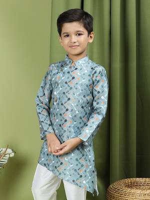 Tabard Cotton Full Sleeve Regular Fit Printed Kurta For Boys 5