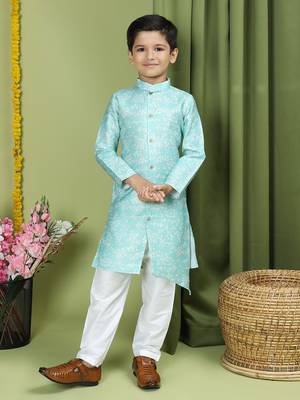 Tabard Cotton Full Sleeve Regular Fit Printed Kurta For Boys 3