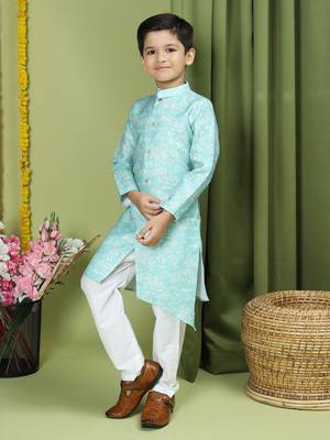 Tabard Cotton Full Sleeve Regular Fit Printed Kurta For Boys 4