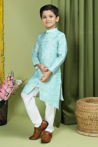 Tabard Cotton Full Sleeve Regular Fit Printed Kurta For Boys