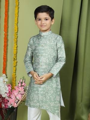 Tabard Cotton Full Sleeve Regular Fit Printed Kurta For Boys 3