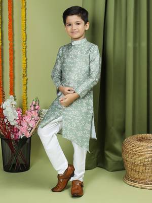 Tabard Cotton Full Sleeve Regular Fit Printed Kurta For Boys 1