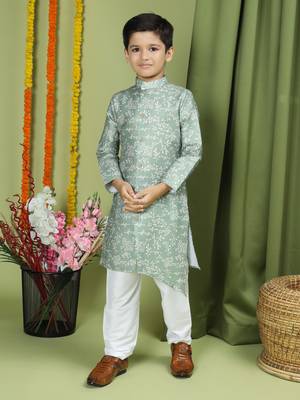 Tabard Cotton Full Sleeve Regular Fit Printed Kurta For Boys 4