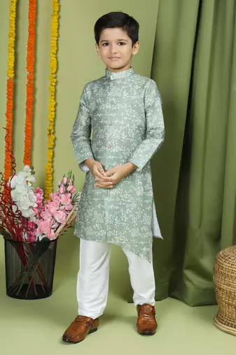 Tabard Cotton Full Sleeve Regular Fit Printed Kurta For Boys