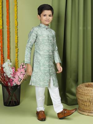 Tabard Cotton Full Sleeve Regular Fit Printed Kurta For Boys 5
