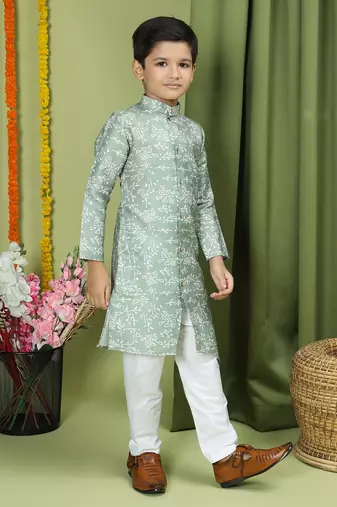 Tabard Cotton Full Sleeve Regular Fit Printed Kurta For Boys