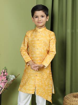 Tabard Cotton Full Sleeve Regular Fit Printed Kurta For Boys 3