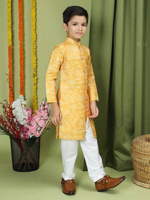 Tabard Cotton Full Sleeve Regular Fit Printed Kurta For Boys 4