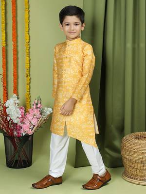 Tabard Cotton Full Sleeve Regular Fit Printed Kurta For Boys 5