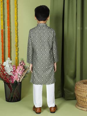 Tabard Cotton Full Sleeve Regular Fit Printed Kurta For Boys 2