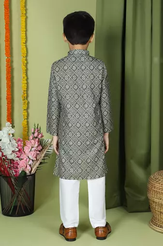 Tabard Cotton Full Sleeve Regular Fit Printed Kurta For Boys