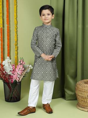 Tabard Cotton Full Sleeve Regular Fit Printed Kurta For Boys 3