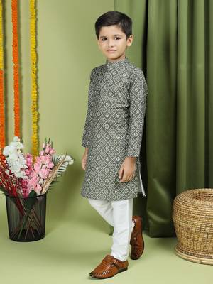 Tabard Cotton Full Sleeve Regular Fit Printed Kurta For Boys 1