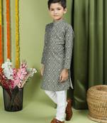 Tabard Cotton Full Sleeve Regular Fit Printed Kurta For Boys