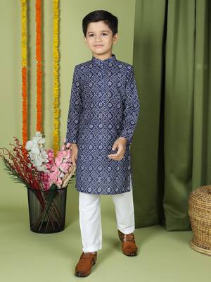 Tabard Cotton Full Sleeve Regular Fit Printed Kurta For Boys 3