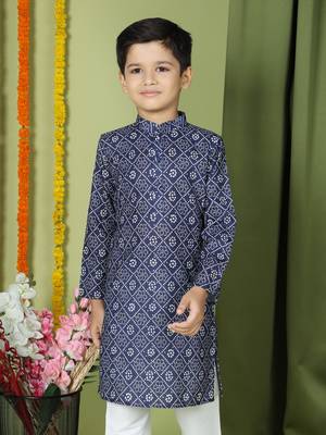 Tabard Cotton Full Sleeve Regular Fit Printed Kurta For Boys 4