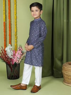 Tabard Cotton Full Sleeve Regular Fit Printed Kurta For Boys 5