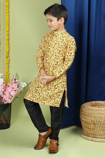 Tabard Cotton Full Sleeve Regular Fit Printed Kurta Set For Boys