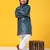 Blue jacquard silk kurta pajama set for boys kids ethnic wear with embellished design