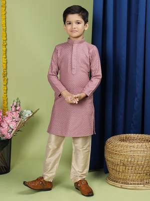 Tabard Cotton Full Sleeve Regular Fit Printed Kurta Set For Boys 5