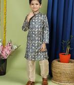 Tabard Cotton Full Sleeve Regular Fit Printed Kurta Set For Boys
