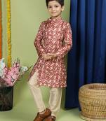 Tabard Cotton Full Sleeve Regular Fit Printed Kurta Set For Boys