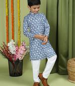 Tabard Cotton Full Sleeve Regular Fit Printed Kurta Set For Boys