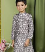 Tabard Cotton Full Sleeve Regular Fit Printed Kurta Set For Boys