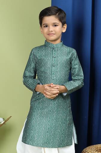 Tabard Cotton Full Sleeve Regular Fit Printed Kurta Set For Boys