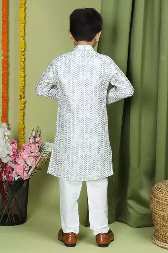 Tabard Cotton Full Sleeve Regular Fit Printed Kurta Set For Boys