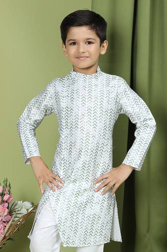 Tabard Cotton Full Sleeve Regular Fit Printed Kurta Set For Boys