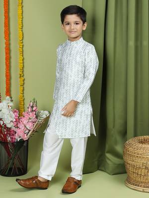 Tabard Cotton Full Sleeve Regular Fit Printed Kurta Set For Boys 3