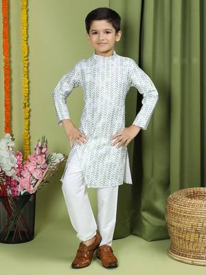 Tabard Cotton Full Sleeve Regular Fit Printed Kurta Set For Boys 4