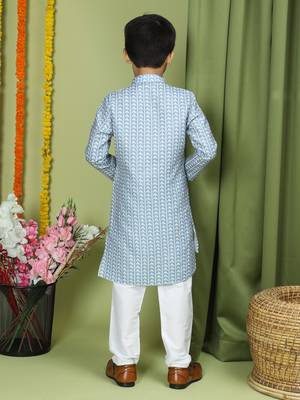 Tabard Cotton Full Sleeve Regular Fit Printed Kurta Set For Boys 2