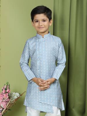 Tabard Cotton Full Sleeve Regular Fit Printed Kurta Set For Boys 1